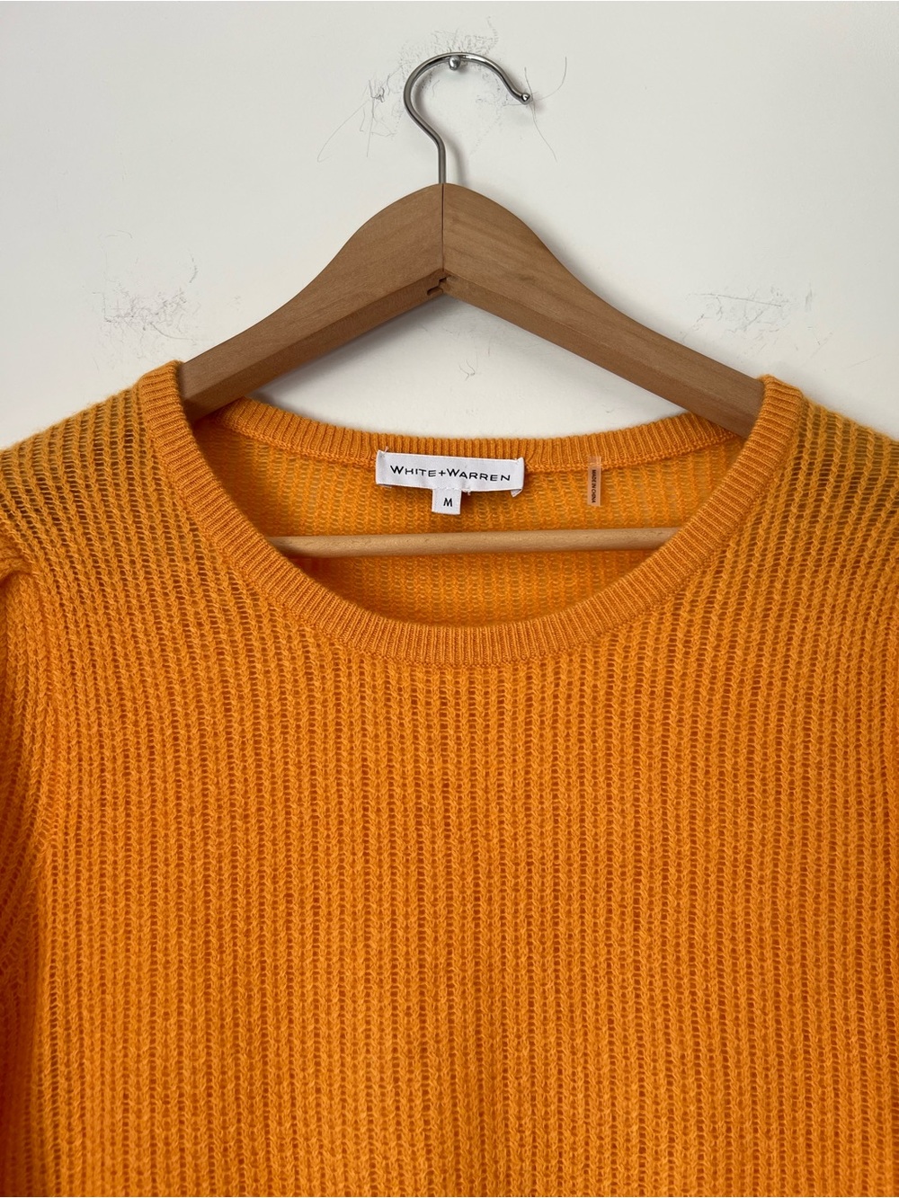 White & Warren 100% Cashmere Fine Knit Crewneck Sweater - Bright Fall Orange - Picture 4 of 12